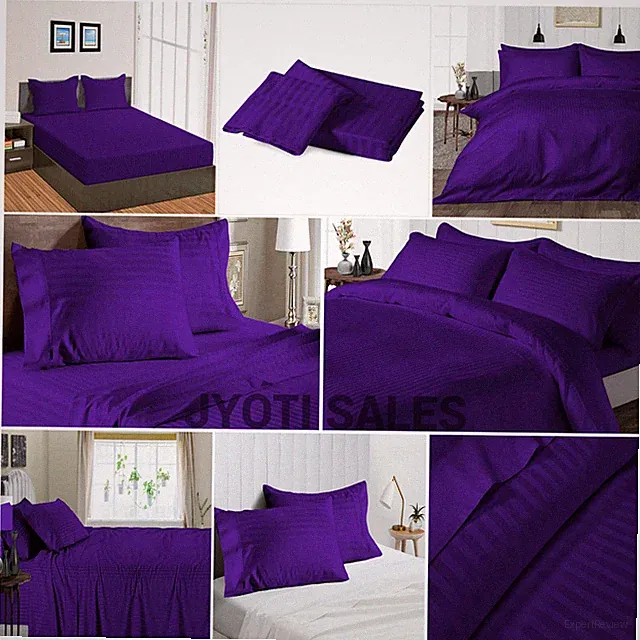 100% Egyptian 1200 Thread Count Purple Stripes Select Sheets OR Duvet Covers