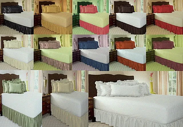 1PC MICROFIBER SOLID BEDDING BED DUST RUFFLE SKIRT 14" DROP BETWEEN MATTRESS