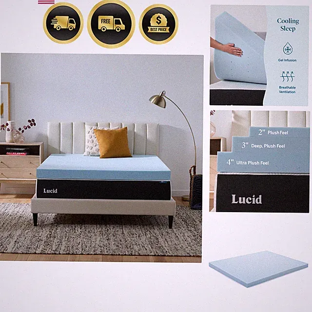 4 Inch Memory Foam Mattress Topper, Queen Size – Cooling Gel Bed Topper – Pre...