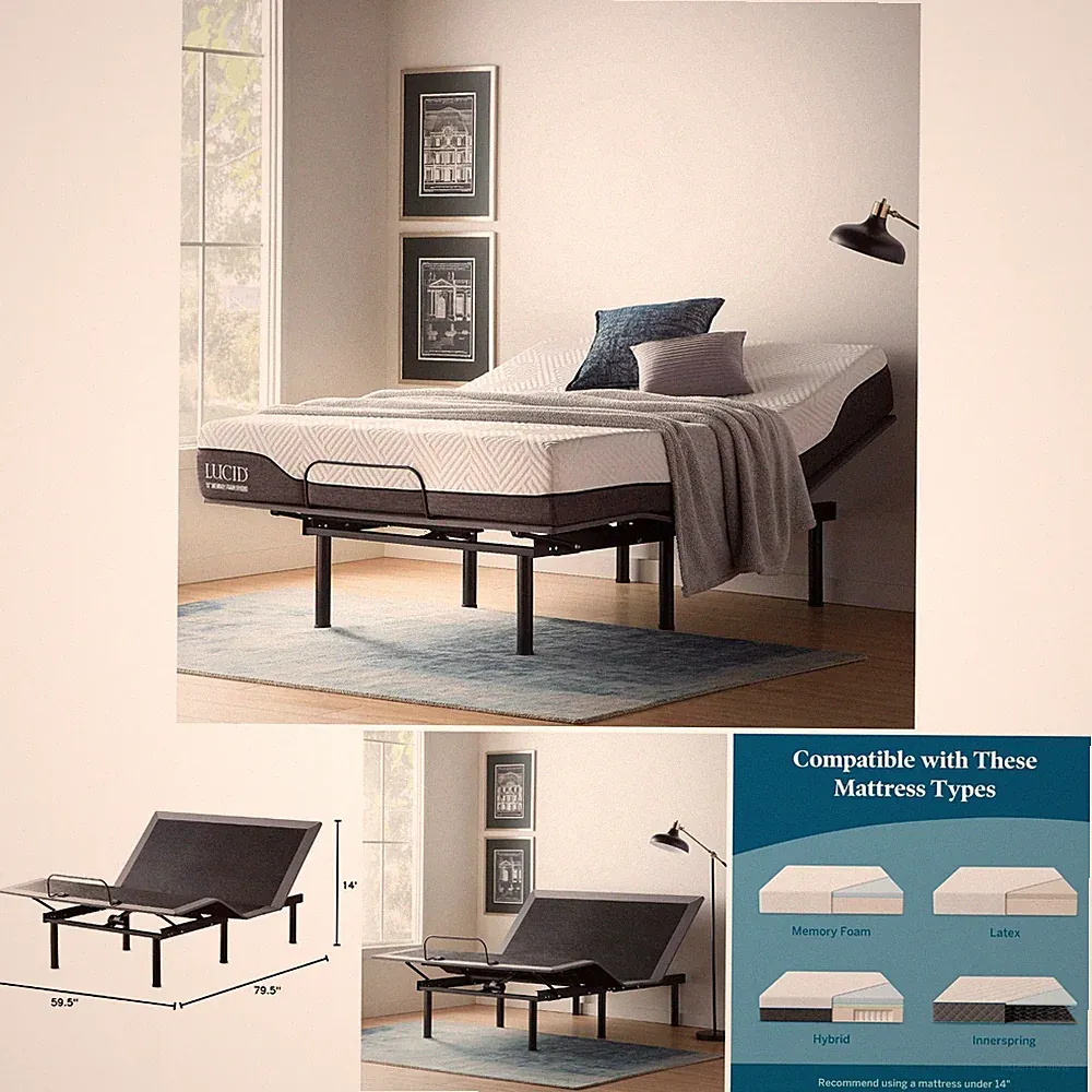 Adjustable Bed Frame Queen Size Head Foot Incline Wireless Remote Premium Quiet