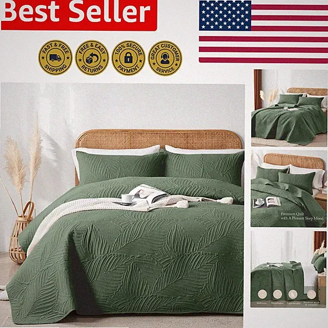 All-Season Lightweight Ultrasonic Microfiber Queen Quilt with Floral Design
