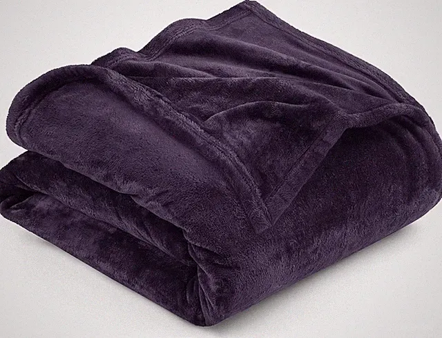 Bedding Plush Blanket Purple Microfiber Bed Blanket (90x102 inches)