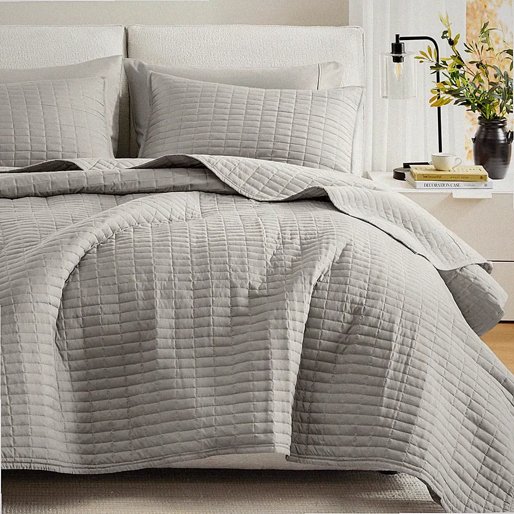 Comfort Spaces Kienna Quilt Set- Double Sided Stitching Design Summer Blanket...