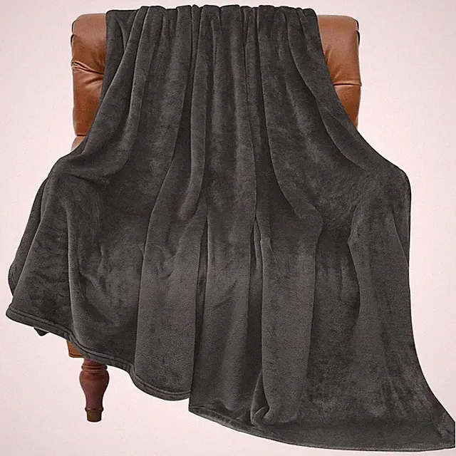 Cozy Fleece Blanket For Bed Couch, Super Soft, Travel, Charcoal Grey