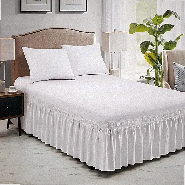 Elastic Ruffle Bed Skirt – Wrinkle-Free Dust Proof Bedding for King Queen Tw