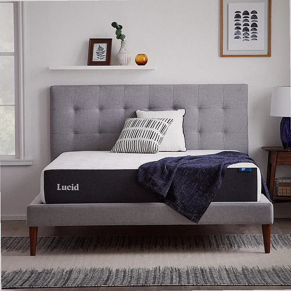 LUCID 10 Inch Memory Foam Mattress - Bamboo Charcoal and Gel Infusions