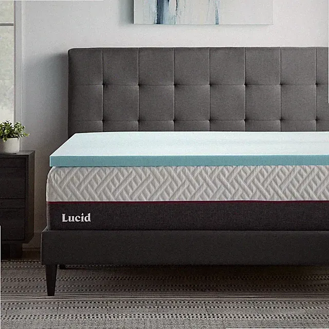 Lucid 2" Cooling Gel with Aloe Plush Memory Foam Twin Mattress Topper Premium