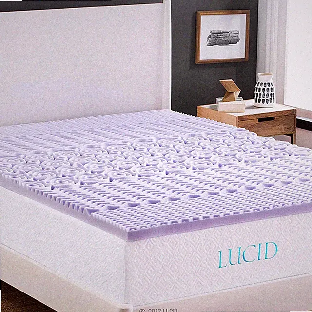 LUCID 2-inch 5 Zone Gel Lavender Scented Memory Foam Mattress Topper Pad - Queen