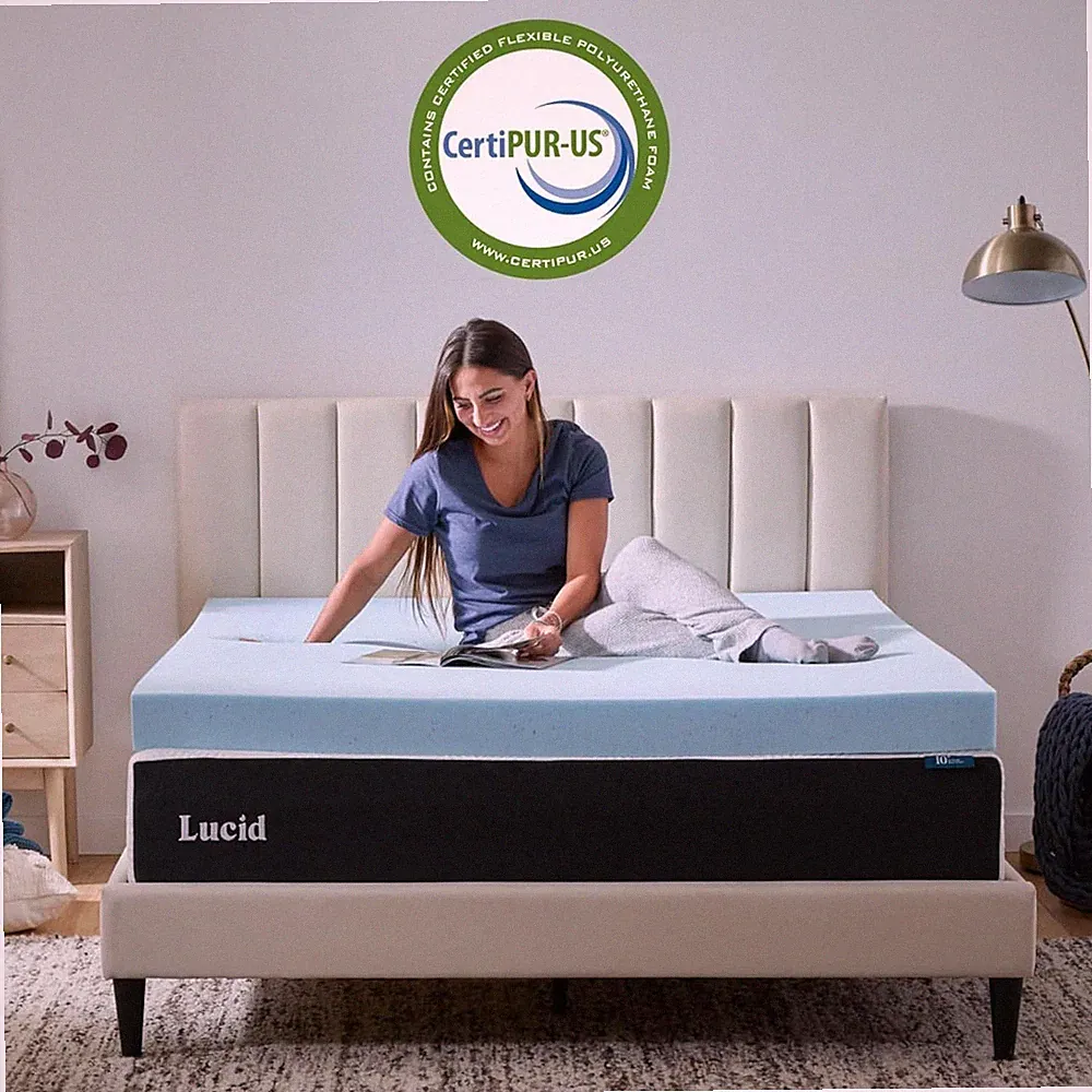 Lucid 4 Inch Memory Foam Mattress Topper, King Size – Cooling Gel Bed Topper