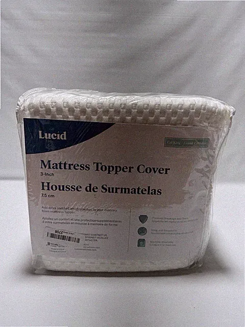 Lucid California King Mattress Topper Cover 3 Inch Zipper White