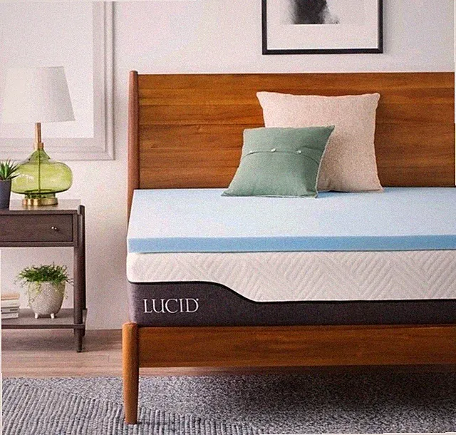 Lucid Cooling Gel Ventilated Memory Foam Mattress Topper, 2 in Thickness