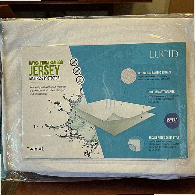 Lucid Jersey Mattress Protector - TWIN XL. Rayon from Bamboo.