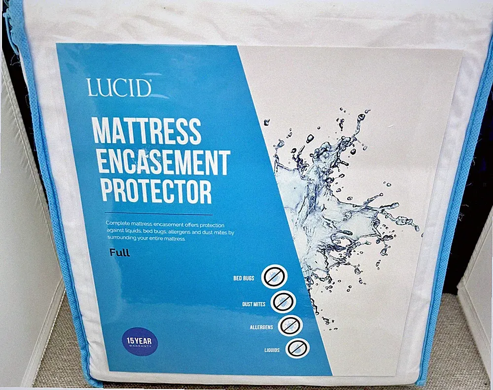 Lucid Mattress Encasement Full Size Protects From Dust, Liquids, Bed Bugs, Mites