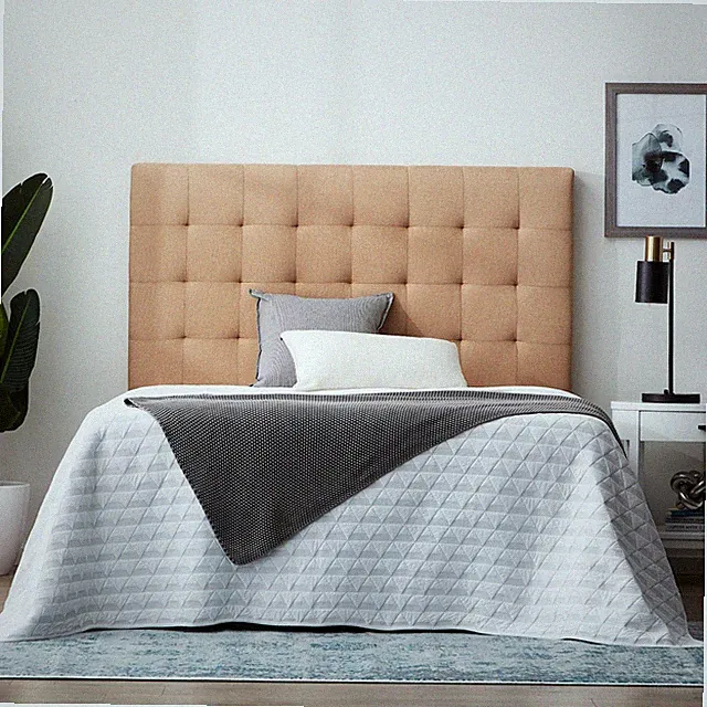 Lucid Rectangle Square Tufted Headboard, King/ Cal King, Beige