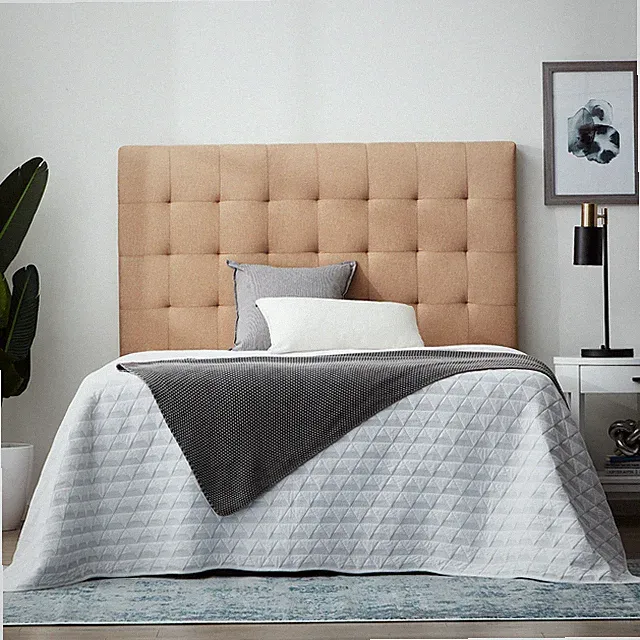 Lucid Rectangle Square Tufted Headboard, Queen, Beige