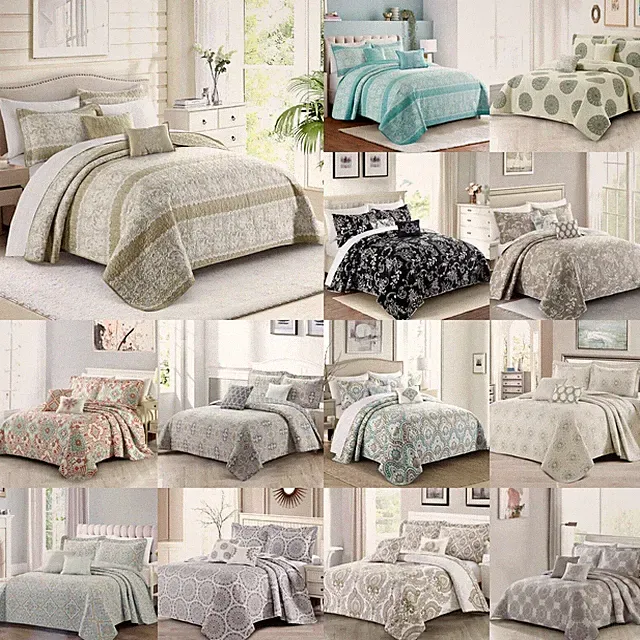 Lux 5-Piece Floral Printed Bedding Set Ultra Soft Lightweight Quilt Coverlet